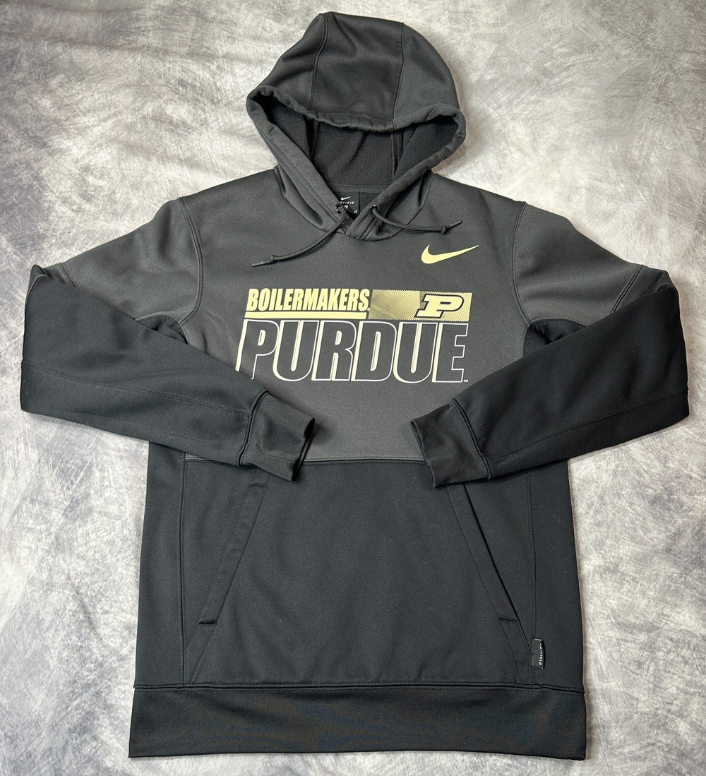 Purdue Boilermakers Hoodie Mens Small Black NCAA Basketball Nike Dri Fit